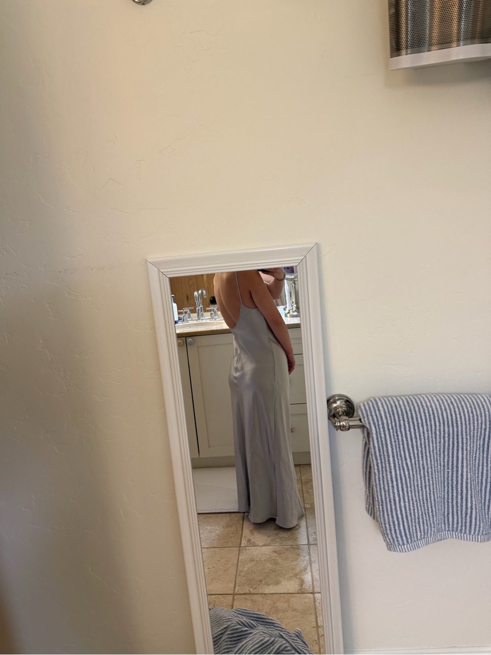 Zara Silver Satin Maxi Slip Dress - Picture 5 of 8